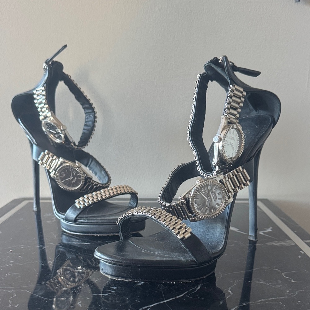 Giuseppe Zanotti Christian Cowan Black ROLEX WATCH heels 39 RARE!